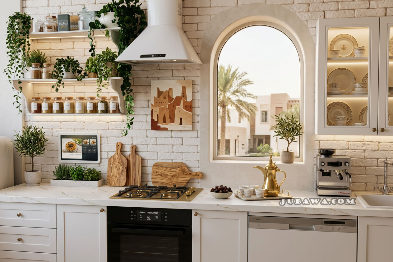 مطبخ مع جزيرة وسط - تصميم حديث وعصري